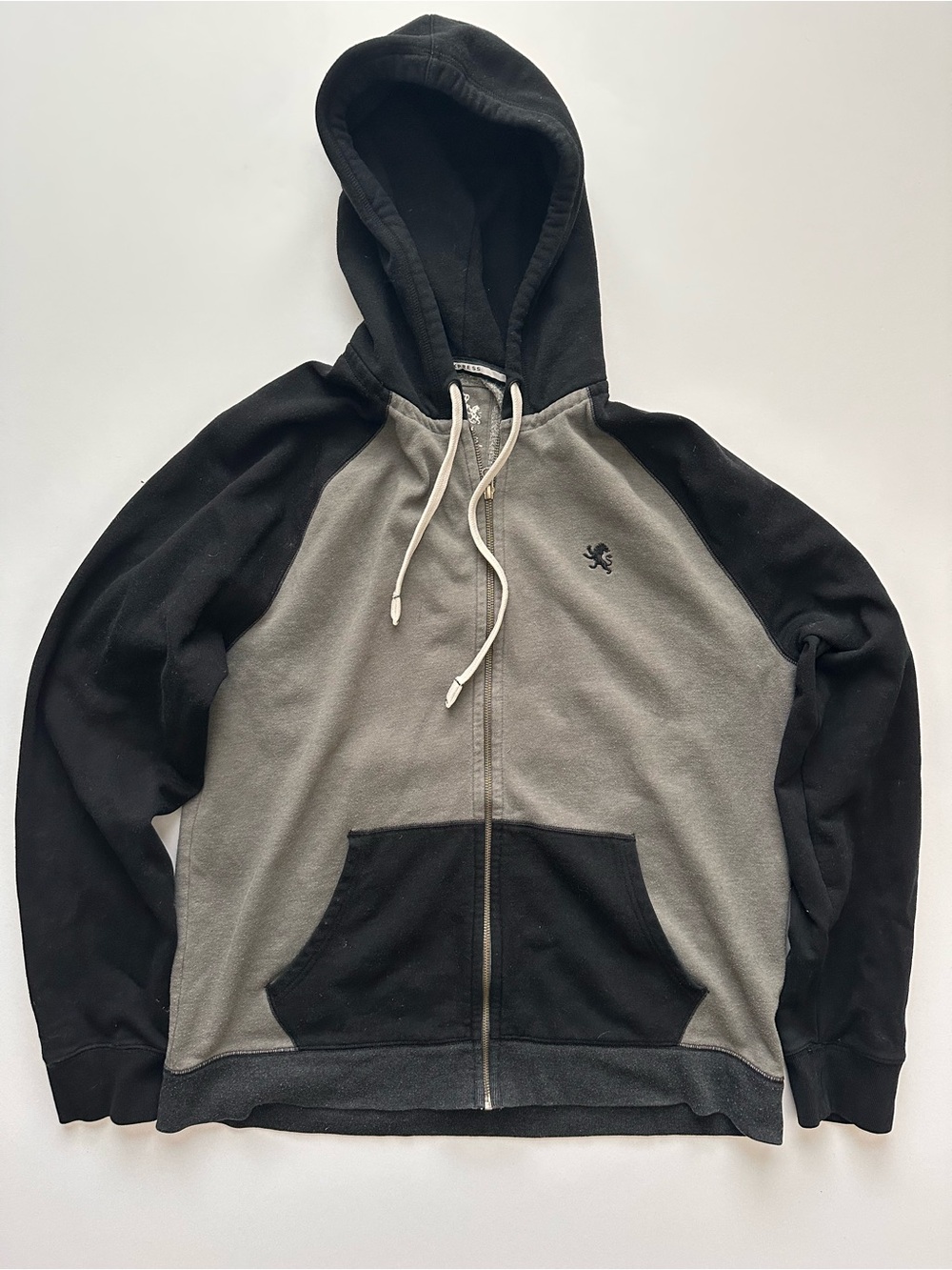 Express Two-Tone Black and Gray Zip-Up Hoodie